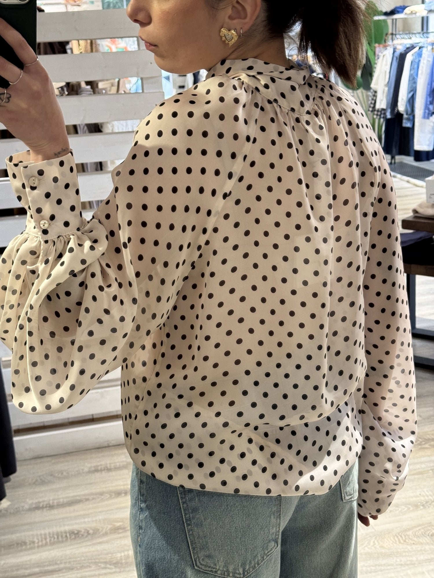 Camicia a pois fluida con fiocco Tensione IN - GiuGiò | Shop online