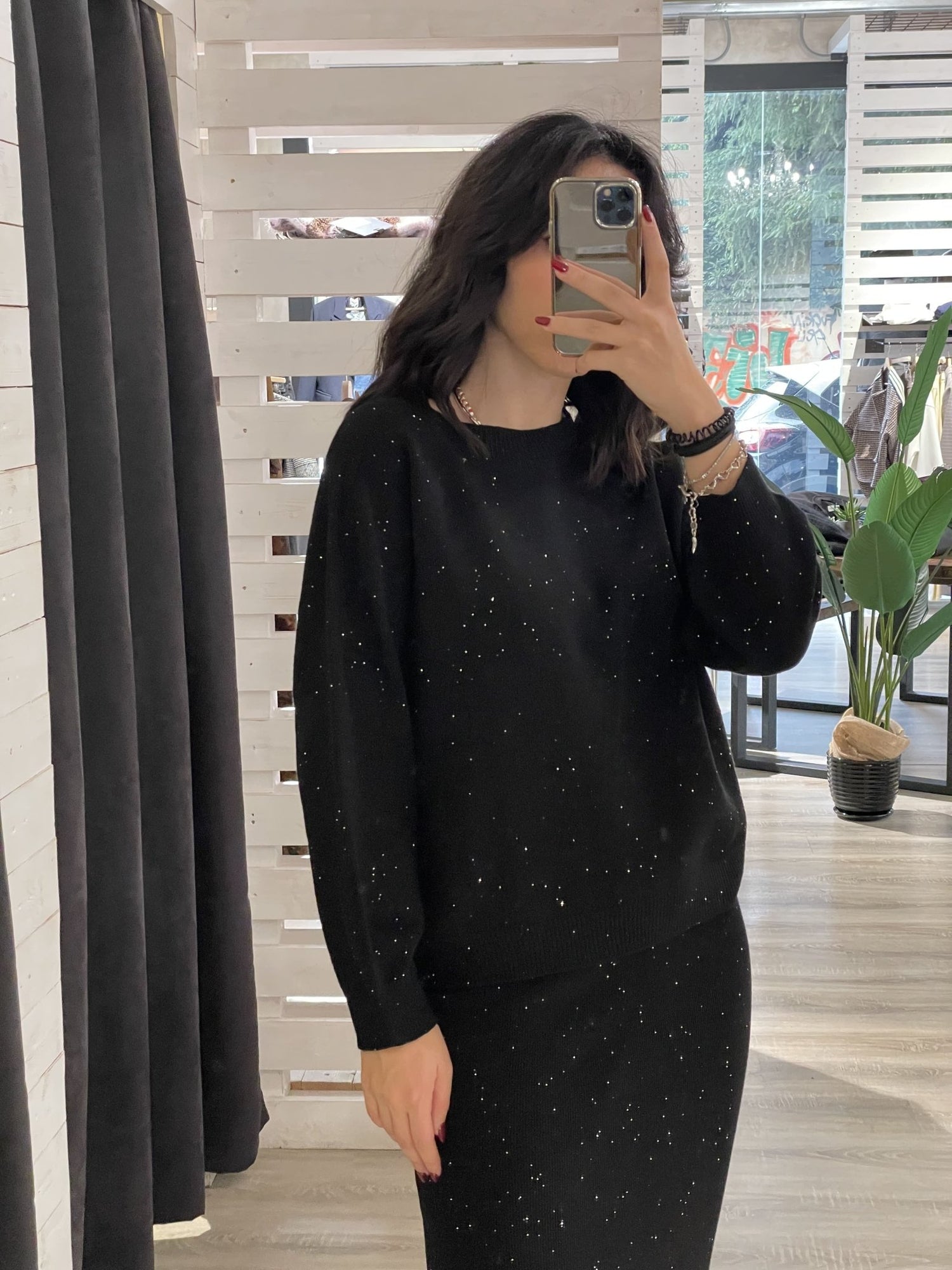 HaveOne - Maglione girocollo con paillettes - Giugioshop