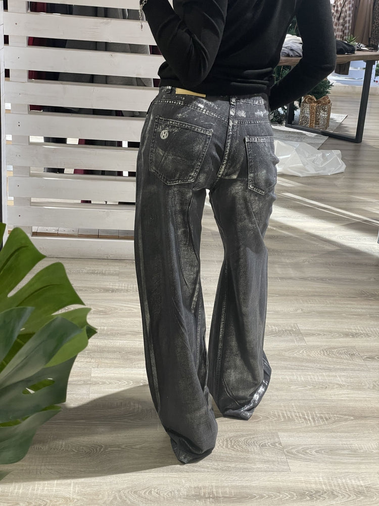 HaveOne - Pantalone wide leg spalmato argento - GiuGiò | Shop online