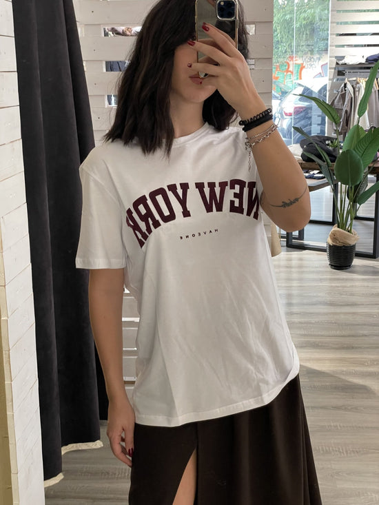 HaveOne - T-shirt New York Bordeaux - Giugioshop